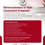 Üniversitemize 11 Yeni Lisansüstü Program Açıldı